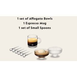10p Nespresso gift set Affogato Dessert Bowls 6 spoons 1 Espresso cup saucer NEW